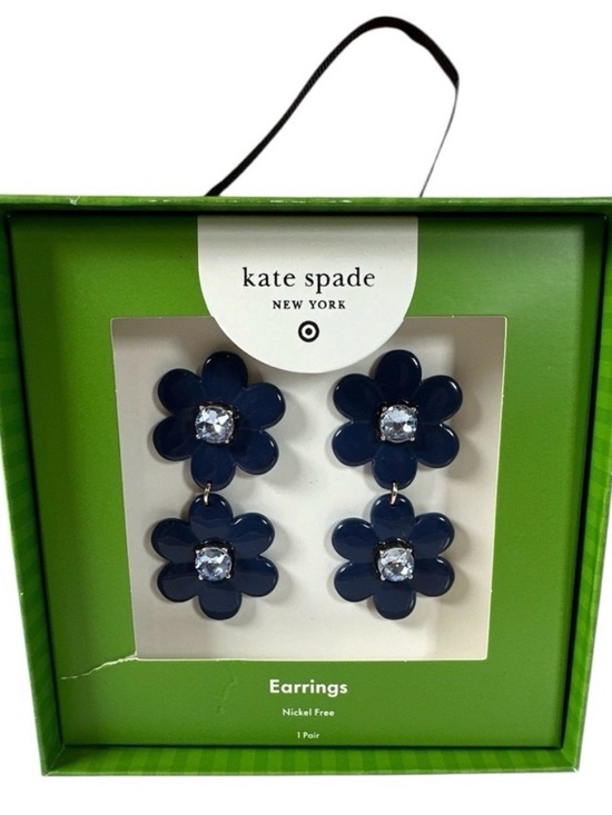 kate spade Jewelry - kate spade navy double flower drop earrings